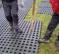 PERFO geogrid tiles clipped together